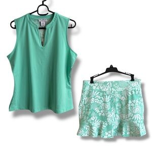 Tommy Bahama Sleeveless Mesh Top and Floral Skirt Set